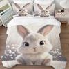 3-teiliges entzückendes Kaninchen-Druck Bettwäsche-Set - Weiches Polyester Digitaldruck Komfort Enthält 1 Queensize Bettbezug & 2 Kissenbezüge