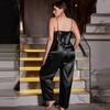Hauskleidung Atmungsaktives Rückenfreies Neckholder-Kleid Lange Hose Seidenähnliches Pyjama-Set