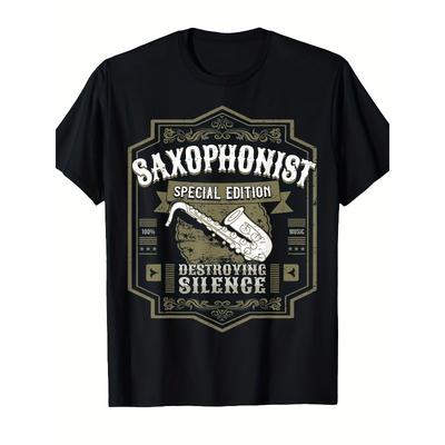 Taglie Europee T-shirt Sassofonista Retro Saxofono - Maglietta Grafica a Tema Musicale con Design Sassofonista/I Sax