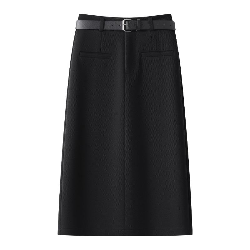 

Женская миди-юбка из ангорской шерсти красного цвета, 2024: Разрез с высокой талией, прямой крой, облегающий стиль для осени/зимы. 2XL