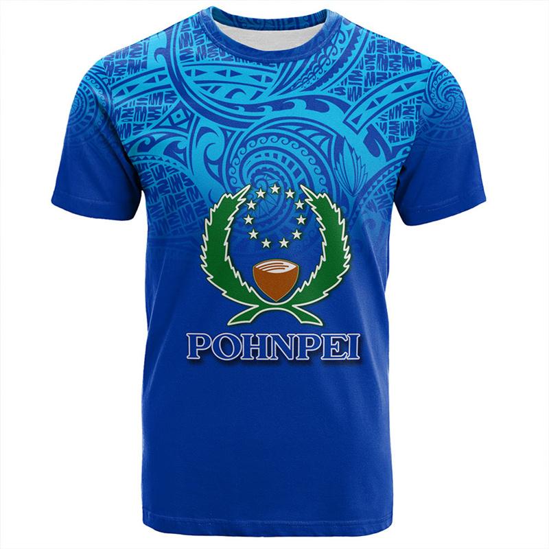 Pohnpei Micronesia 3D Printed T Shirt Men Women Graphic T Shirt Fashion Short Sleeves Male Clothing Tops Oversize Tee Shirts XXS