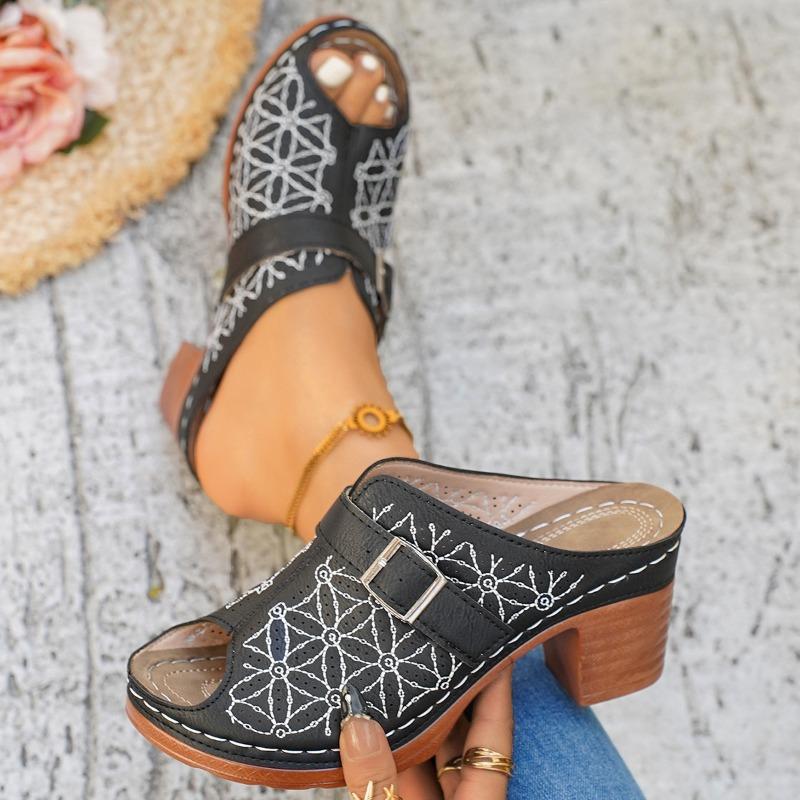 Women's High-Heel Closed-Toe Backless Hollow Fashion Sandals, Stylish Comfort Footwear, Available In Large Sizes.