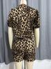 Spring New Arrival: Women's Leopard Print Short Sleeve Shorts Set