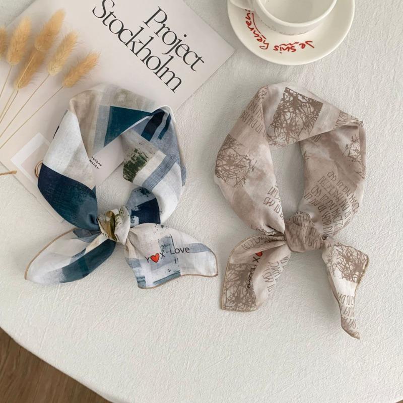 Square Scarf Cotton High-end Literary Bag, Headscarf, Headband, Neck Protection, Scarf, Small Shawl, Scarf, Silk Scarf.