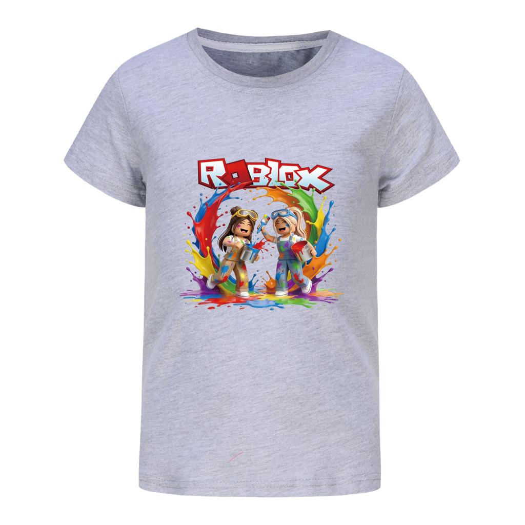 5577 Kids Casual Roblox Print Short Sleeves T-Shirt Top