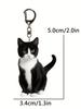 1pcs black and white tailcoat cat keychain 2D acrylic cat pendant backpack and gift animal keychain pendant