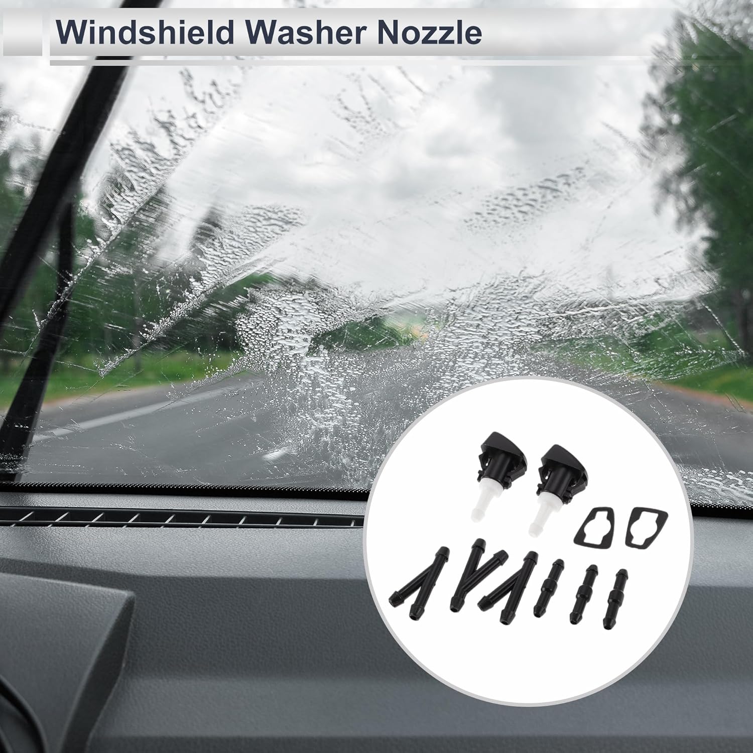 

Windshield Washer Nozzle for Subaru Impreza 2008-2014 Front W/ 3 Pcs Y Hose Connector Car 86636FG051 Black,White Plastic 1 Set