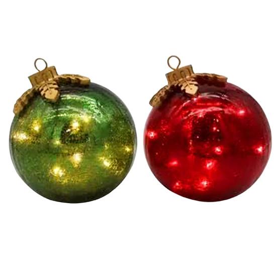 2Pcs Christmas Ball Ornament with LED Light Shatterproof Battery Powered Ball Desktop Decoration Xmas Party Home Mantel Table Centerpiece Decor