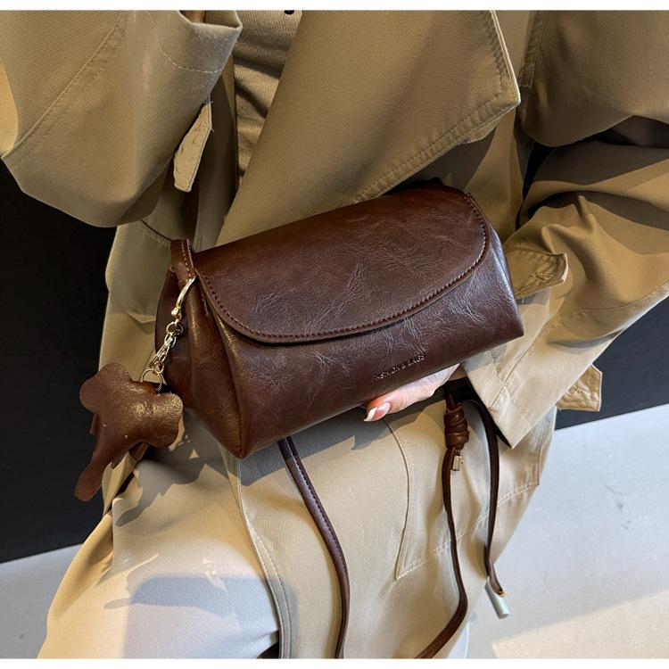 Single-shoulder Bag Women Retro PU Simple and Versatile Crossbody Bags, Lychee Texture Casual Commuting Quality Bag