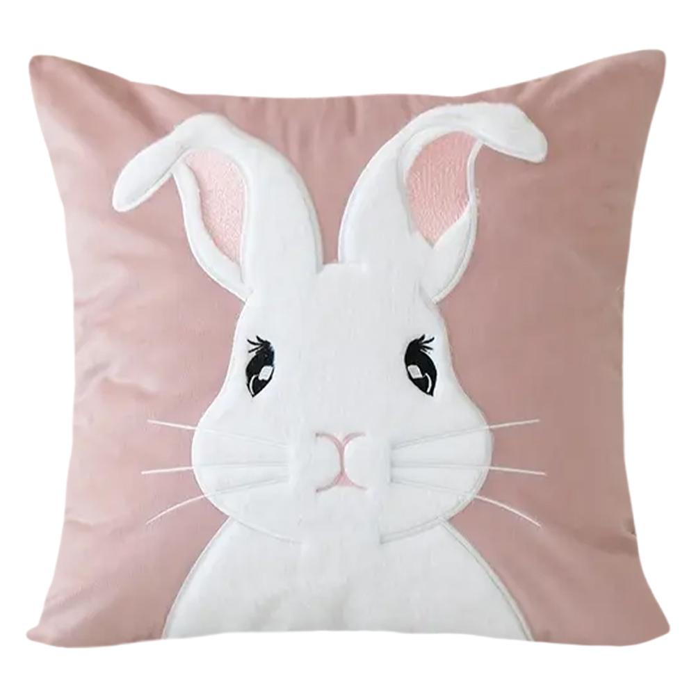 Easter Rabbits Throw Pillow Cover 45x45cm Rabbit Pattern Decorative Throw Pillowcase Plush Rabbit Pillowcase for Home Decor
