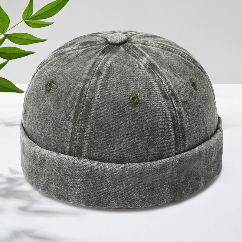 Washed denim melon fur hat embroidery street light board landlord hat personality fashion retro outdoor tide