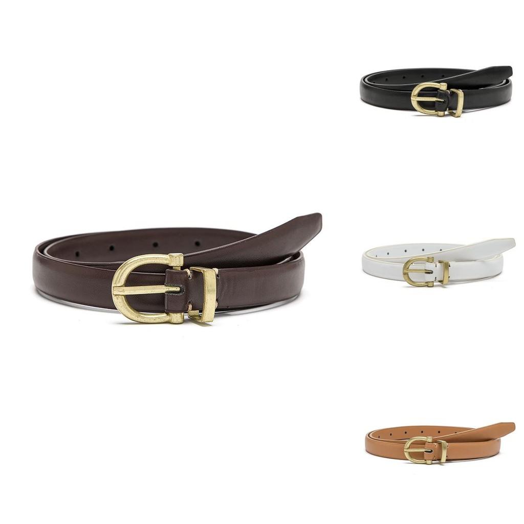 Business Trendy Womens Casual Thin Belt With Stylish Gold Buckle For Fashion Everyday