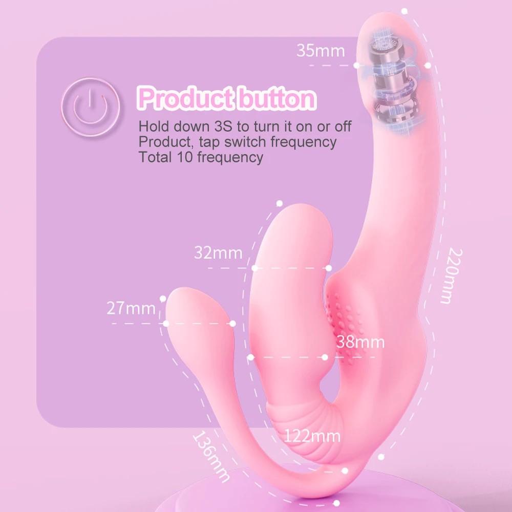 Strapless On Dildo s For Women 3 In 1 G Spot Vibrating  Erotic Adult Sex Toys Couples 18+ Strap Ons