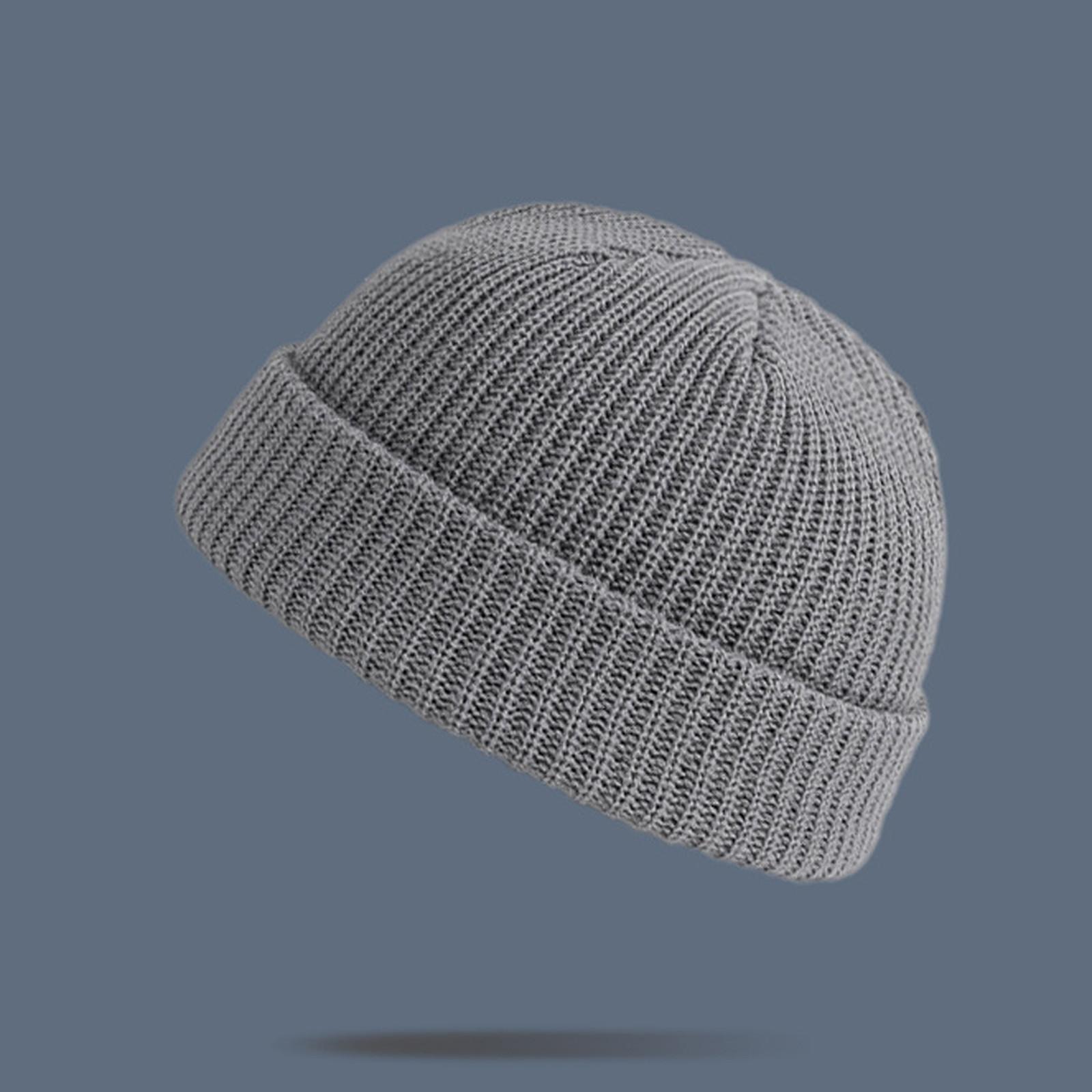 

Унисекс модная теплая зимняя повседневная вязаная шапка однотонная универсальная толстая шапка One Size