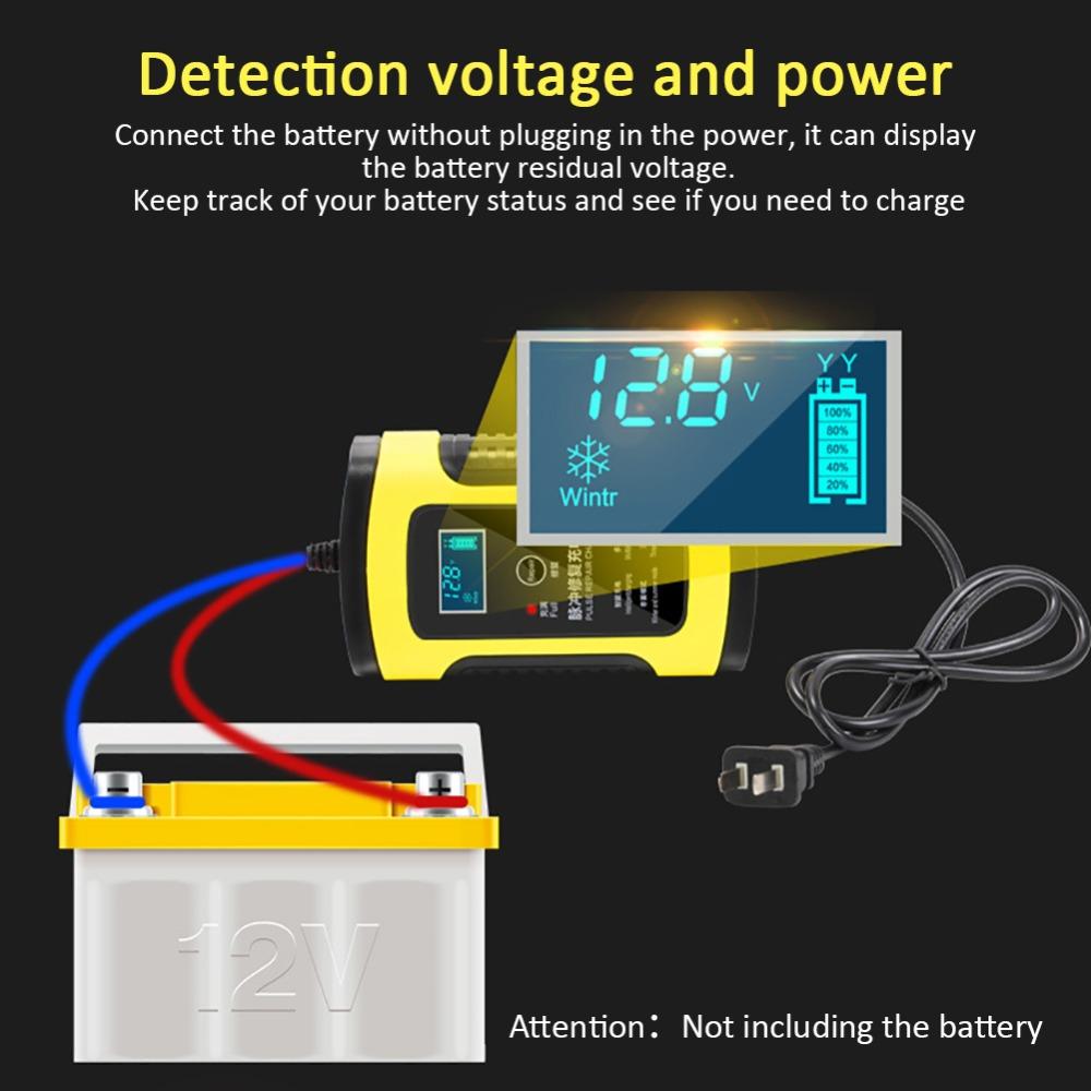 12V 6A Plně automatická nabíječka autobaterií Power Pulse Repair Nabíječky Mokré Suché Olověné Baterie-nabíječky Digitální LCD Displej