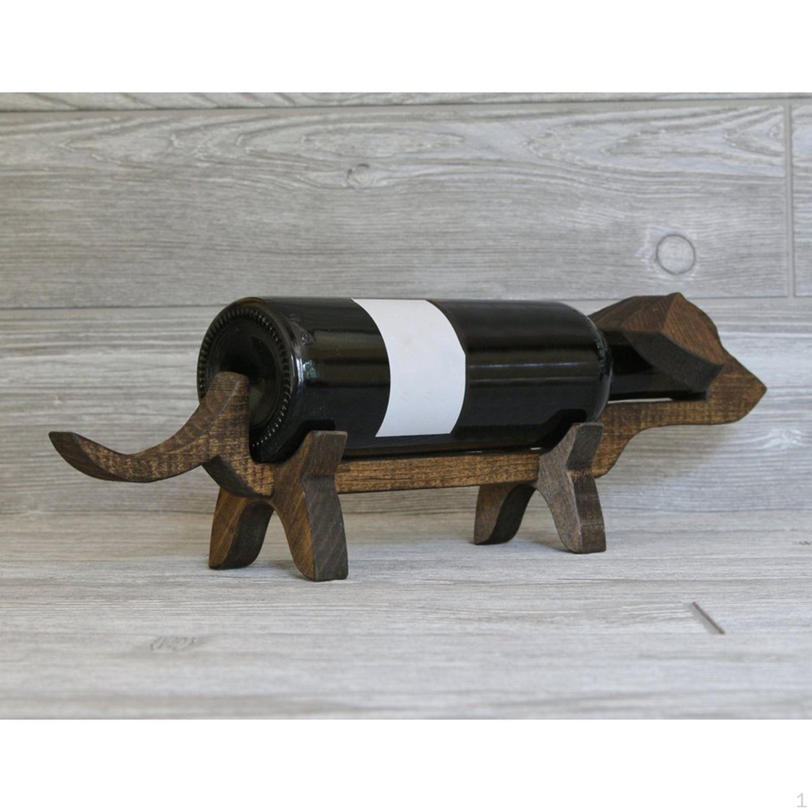 

Rack Dachshund Decorative Table Top Holder Creative Decoration Single Bottle Display темно-коричневого кольору