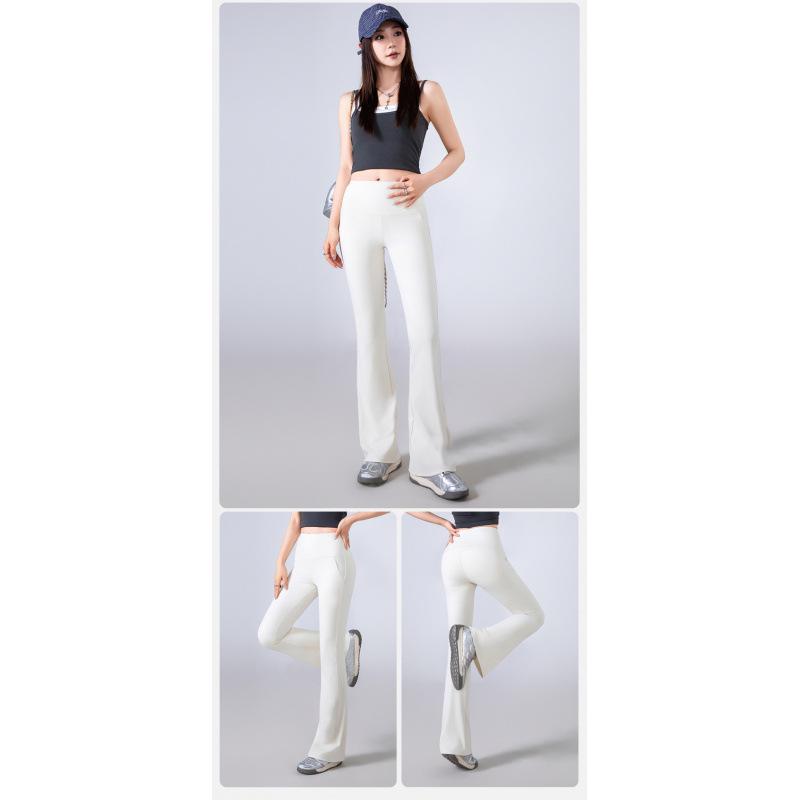 

Women s Summer Micro-flare Yoga Pants with Front Pocket - High Stretch Butt Lifting Design XXL слонова кістка/білий