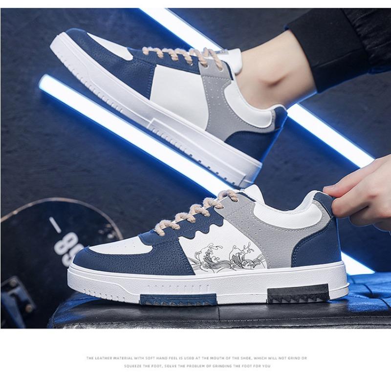 Mens Breathable White Thick Sole Fashion Versatile Casual Sports Skate Shoes