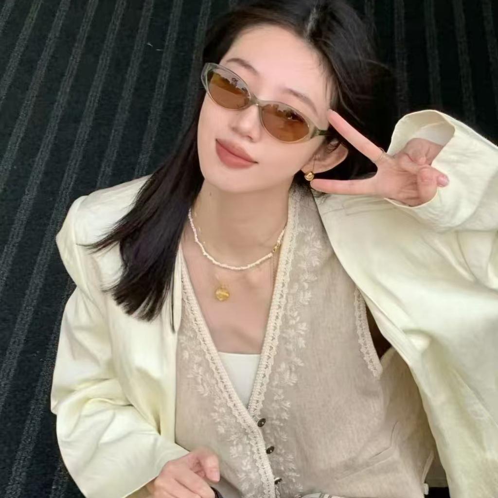 New Style Fashion Sunglasses Korean Style Oval Shape ladies's Sun sleek Glasses Holiday Travelling Female Sunglass