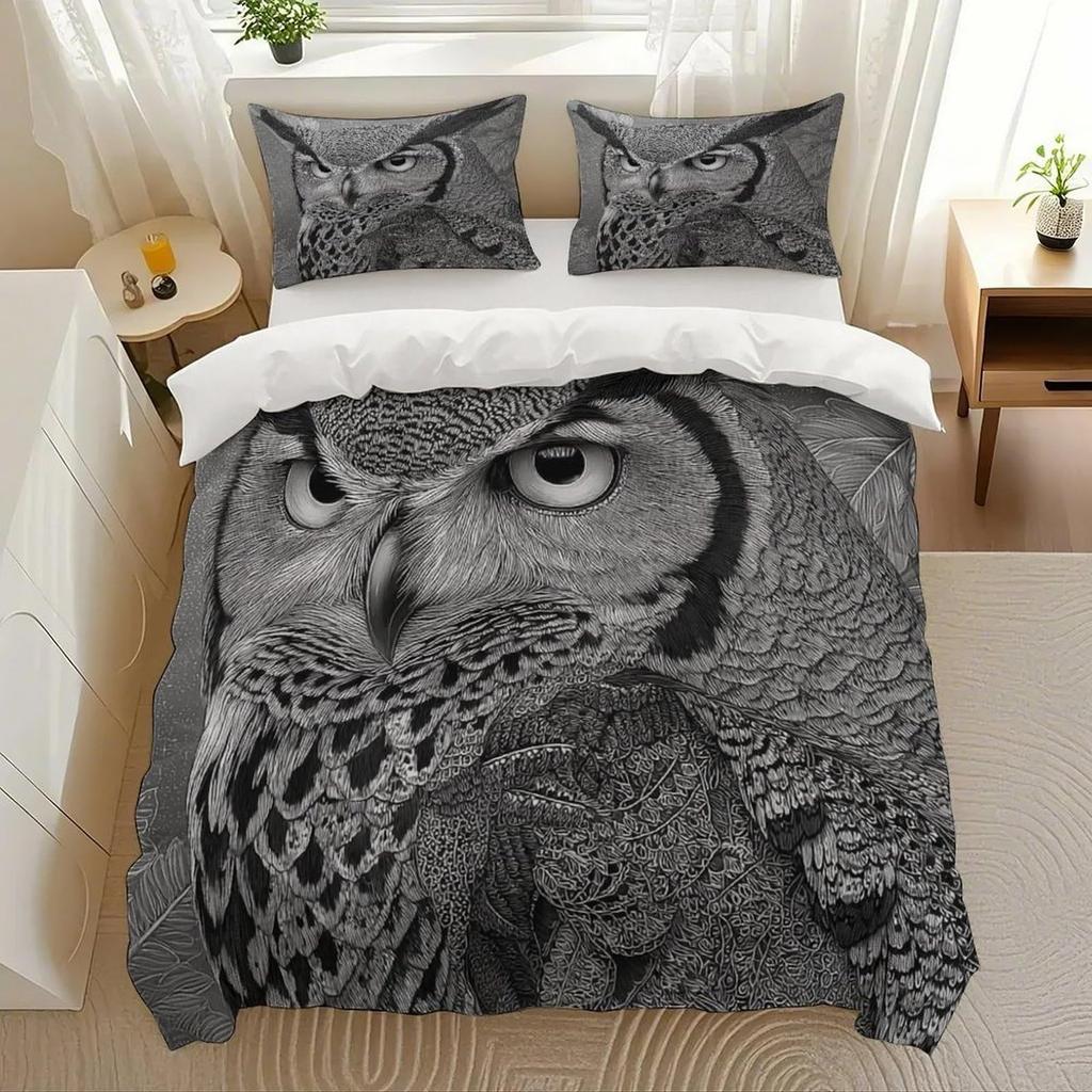 Moon Owl Duvet Cover Set Moon Owl Bedding Set Adult Boy Girl Bedroom Decoration Single Double Large Size Gift