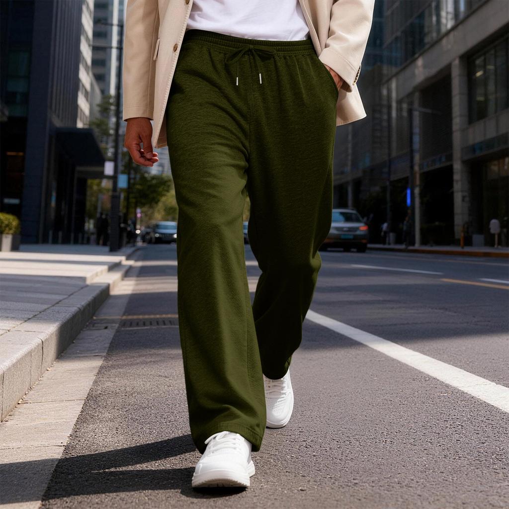 Men's Elastic Waist Drawstring Loose Casual Pants | Comfortable Relaxed-Fit Trousers For Daily & Weekend Wear