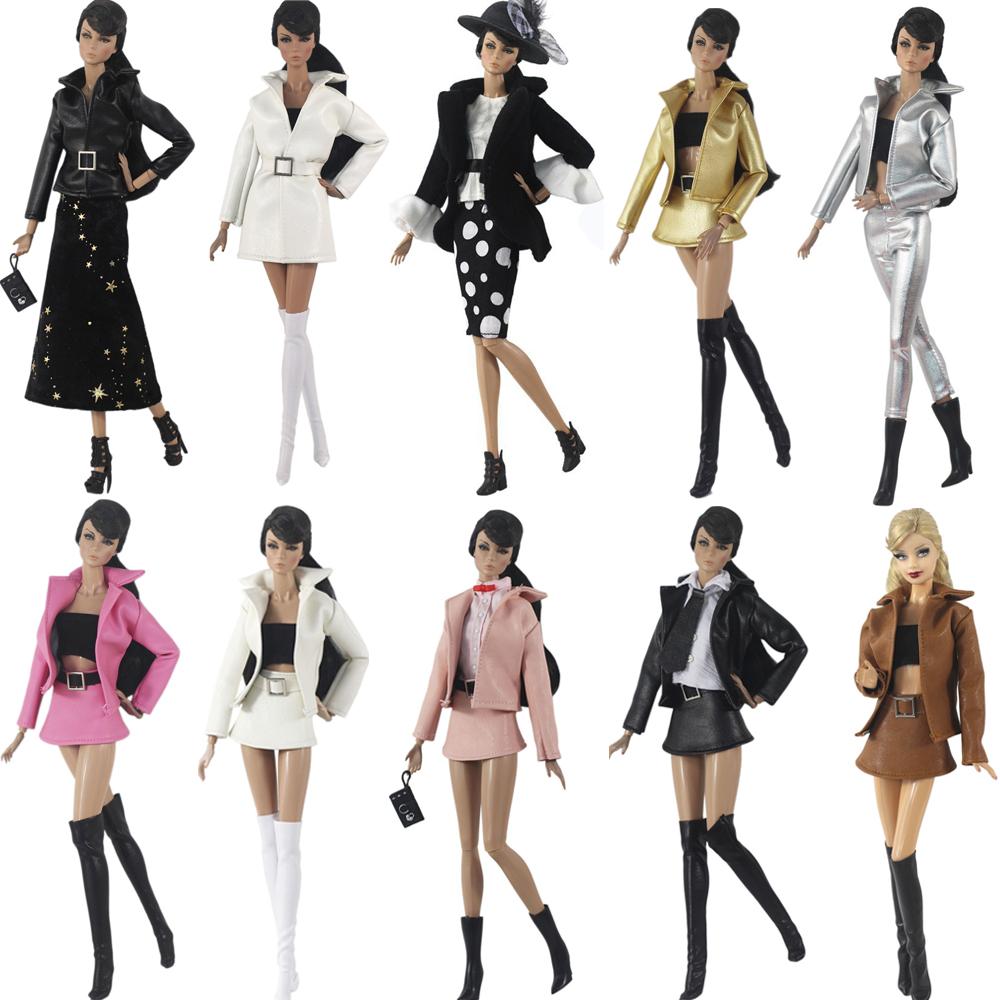1 Set 11,5 Zoll Puppe Lederkleidung 1/6 Puppenkleid 29-32 CM Puppenmantel Für FR ST Puppenzubehör Kleidung Damen Partykleidung JJ
