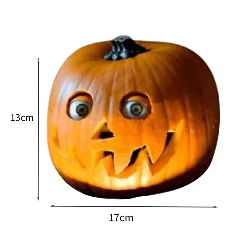 AEE4-Scary Halloween Pumpkin With Moving Eyes, Pumpkin Decorations,Halloween Artificial Pumpkins Decoration A Easy Install