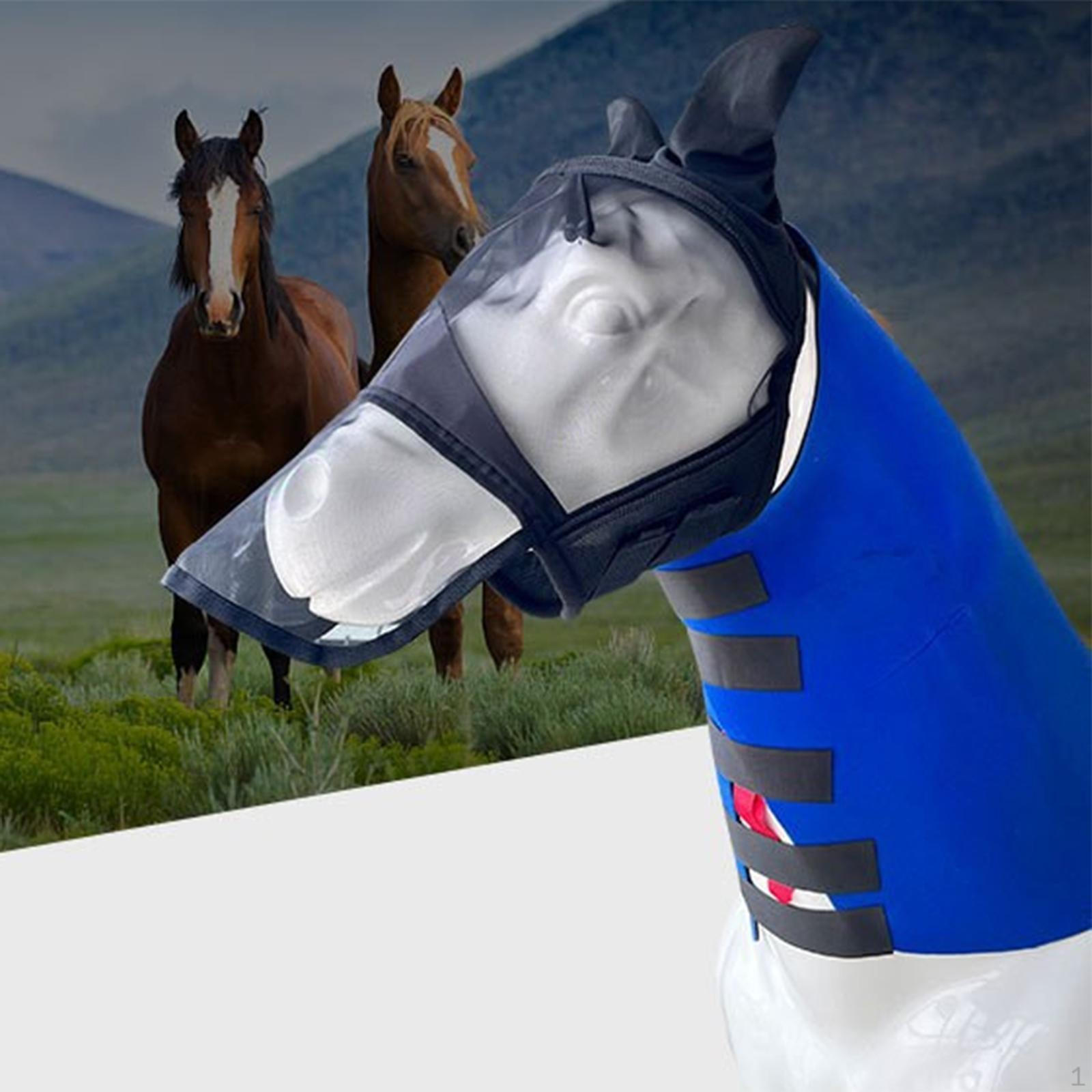 

Овод Лошадиный Принадлежности для Лошадей Полное Лицо Длинный Нос с Ушами Защита от Солнца, Легкая Установка, Дышащий