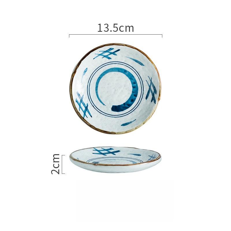 Japanese Sushi Plate Ceramic Dish for Restaurant Commercial Use Sashimi Salmon Appetizer Round Tray