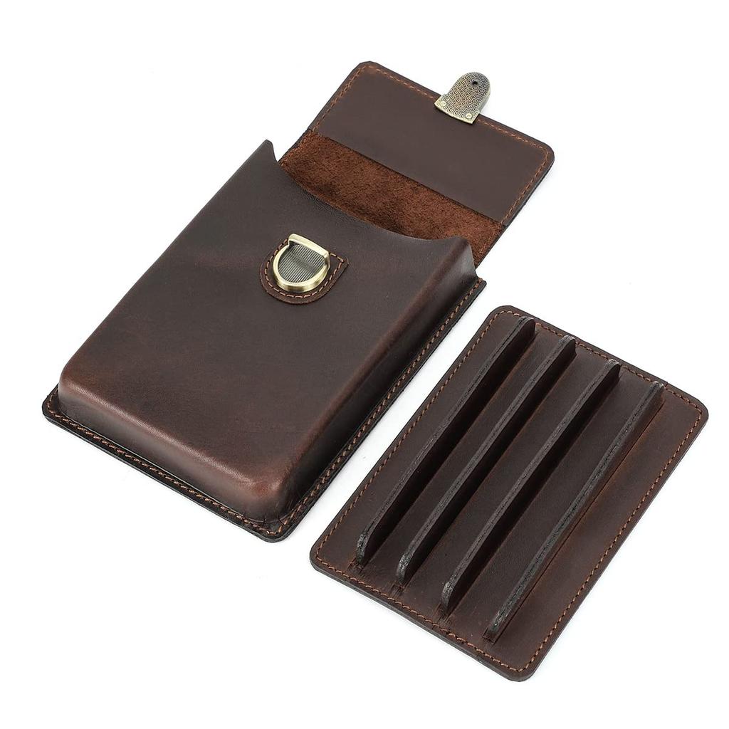 HIRAM Separate Design Pen Case for Fountain Simple Slim Holds 5 Genuine Leather Pens, Design, Pens, (Coffee)