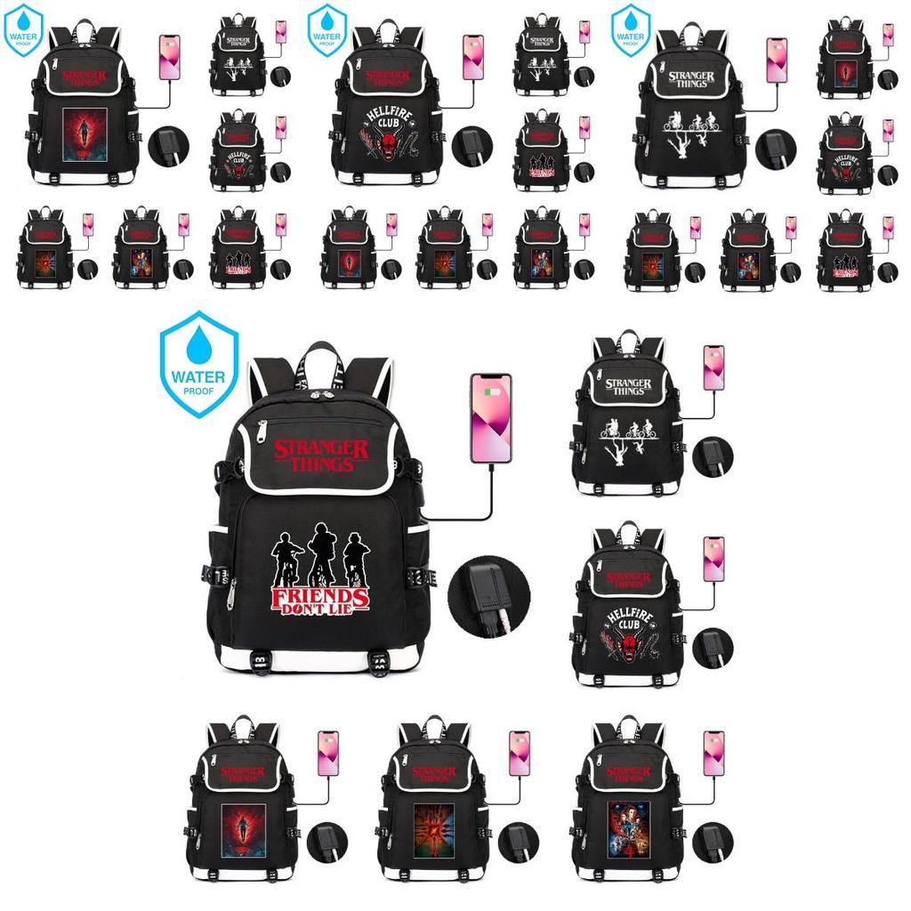 Stranger Things 4 Waterproof Backpack Perfect For Students And Adults With Big Capacity And Usb Rechargeable Feature