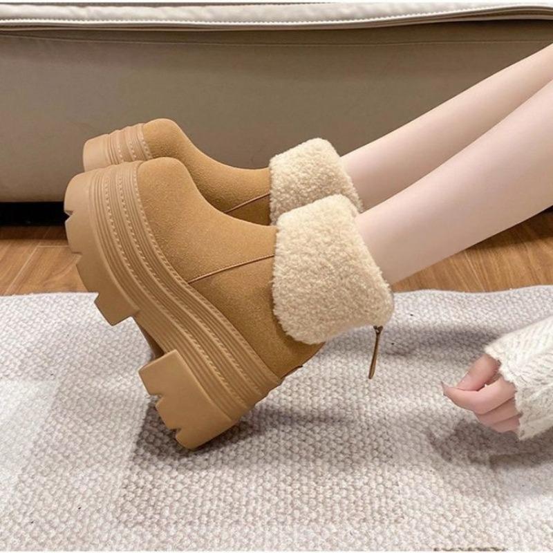 

High-top Snow Boots for Women - New Style, Heightening Effect, Thick Padding, Thick Cotton Shoes 40 верблюд