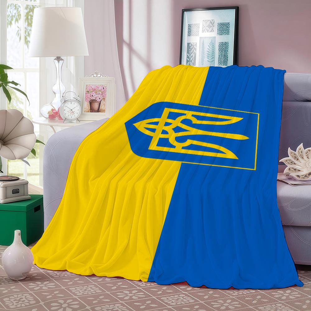 Nation Flag U Ucrania Blanket For Sofa Office Bed Plane Travel Sleep Read Relax Camping Soft And Warm