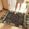 Vintage Stone Tile Medallion Doormat Embossed Metal Floral Print Soft Non Slip Carpet for Entryway Indoor Outdoor