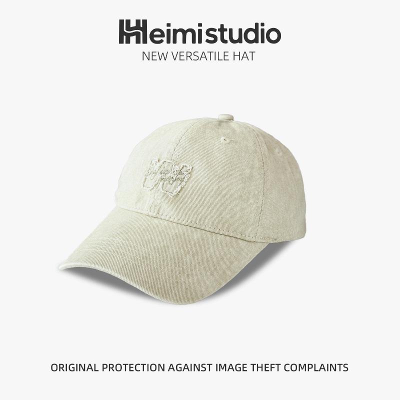 25 early autumn new washed cotton baseball cap women's visor showing face high quality sticker embroidered cap tide