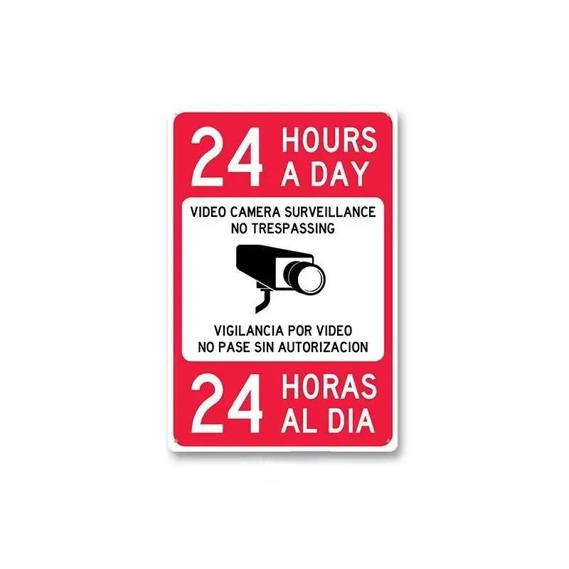 Tin Sign No Trespassing Warning Sign 24 Hour Video Surveillance Metal Board Poster Bar Home Decor Plate Warn Signs Wall Plaques
