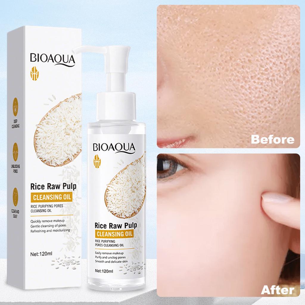 1pc 120ml Rice Cleansing Oil, Lip, Eye And Face Make-Up Remover, Deep Cleans Pores, Easily Removes M