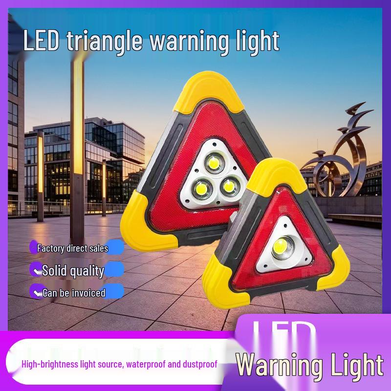 Solar-Powered LED Flashing Tripod Warning Light for Cars Single LED - Battery Powered - Small