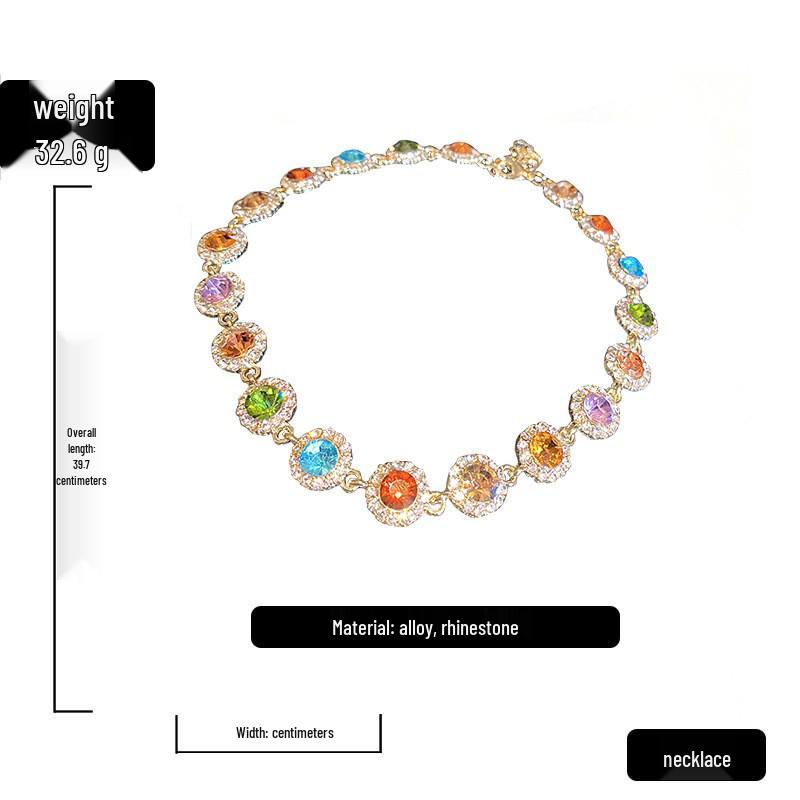 European-American Retro Geometric Diamond Clavicle Chain Necklace