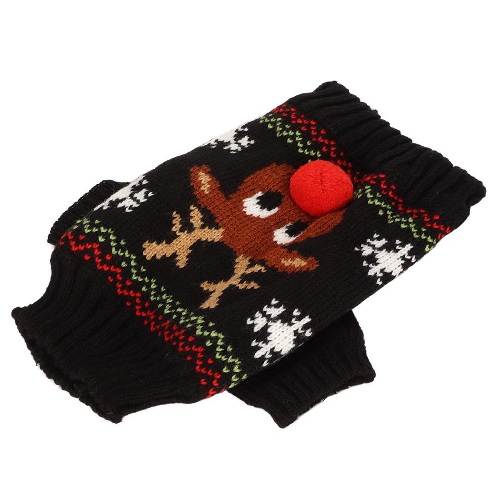 Soft Reindeer Dog Sweater Stretchy Cat Winter Apparel Festive Dog Holiday Costume  Outdoor Walking