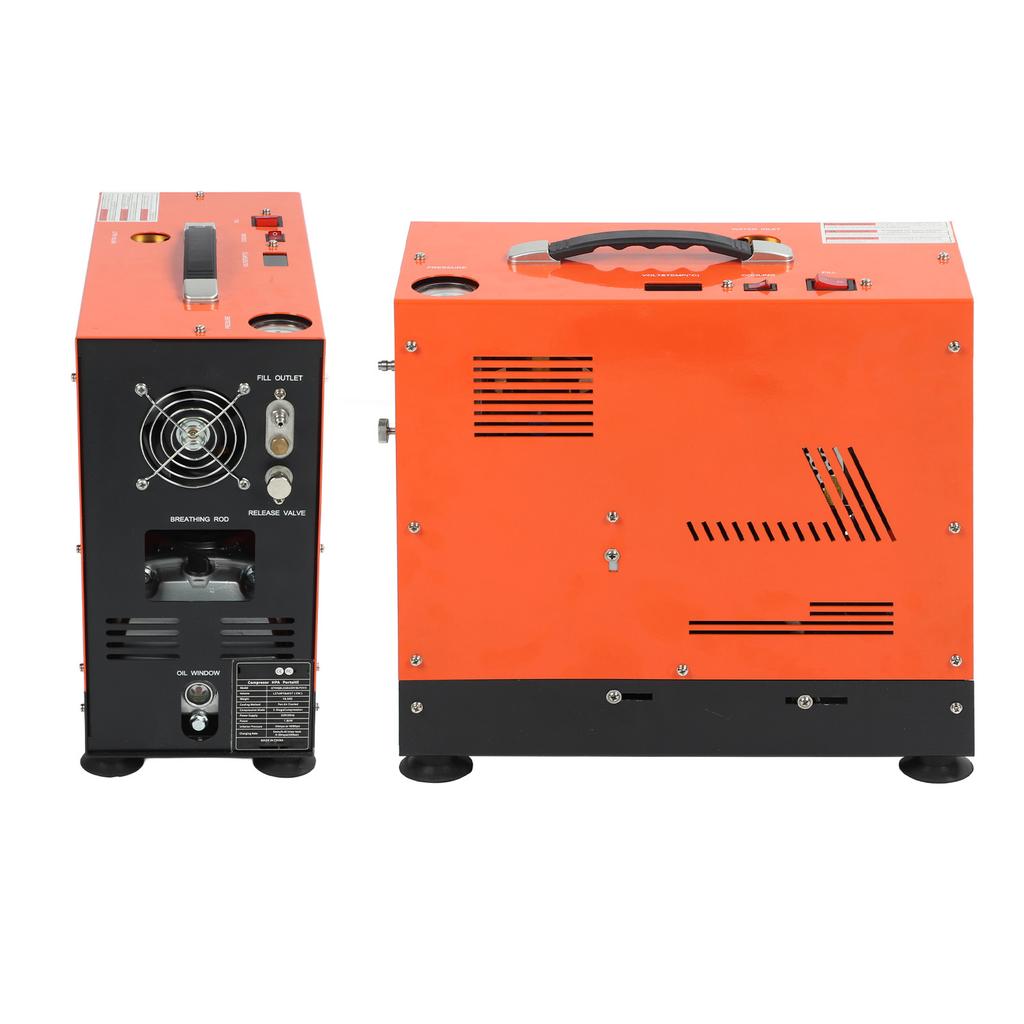 Portable Air Compressor 100‑300bar 1500‑4500psi Automatic Stop Double Cylinder PCP Air Compressor 1.5‑1.8cfm US Plug