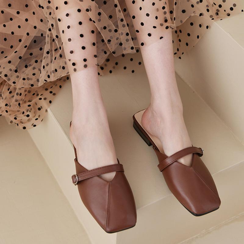 Baotou lazy half slippers women's outer wear summer new fashion low heel versatile flat bottom sandals