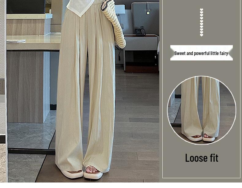 Women's High-Waist Japanese-Style Pleated Wide-Leg Pants - Lightweight, Loose Fit, Slimming, Sun Protection