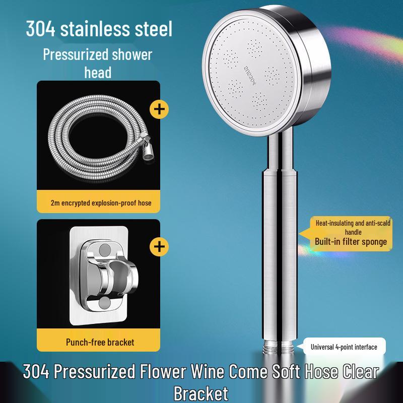 304 Stainless Steel High-Pressure Rain Shower Head for Bathroom