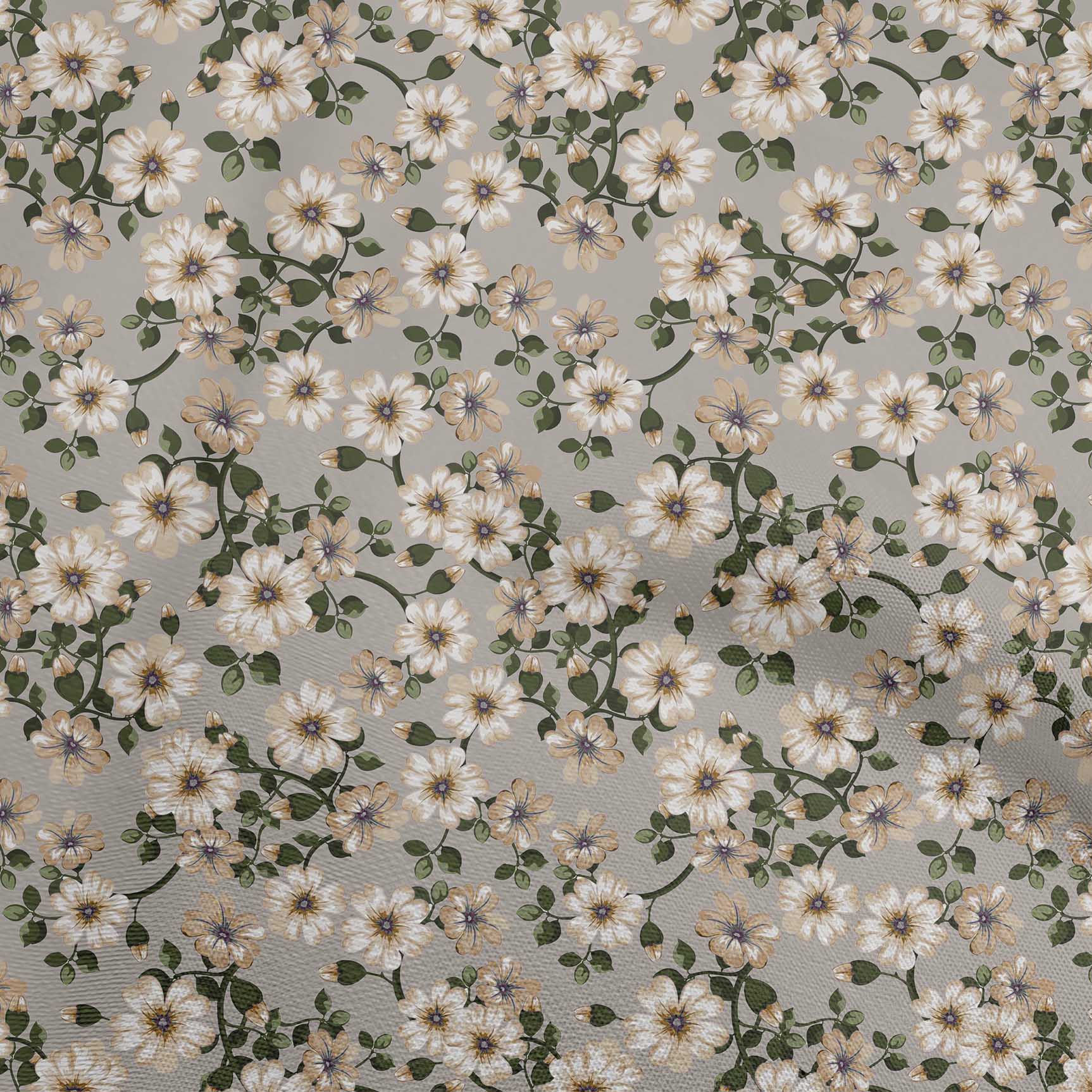 

OneOone Cotton Flex Grey Fabric Floral Craft Projects Decor Fabric Printed By The Yard 40 дюймів 42 Inch Wide - Viscose Chiffon коричневий