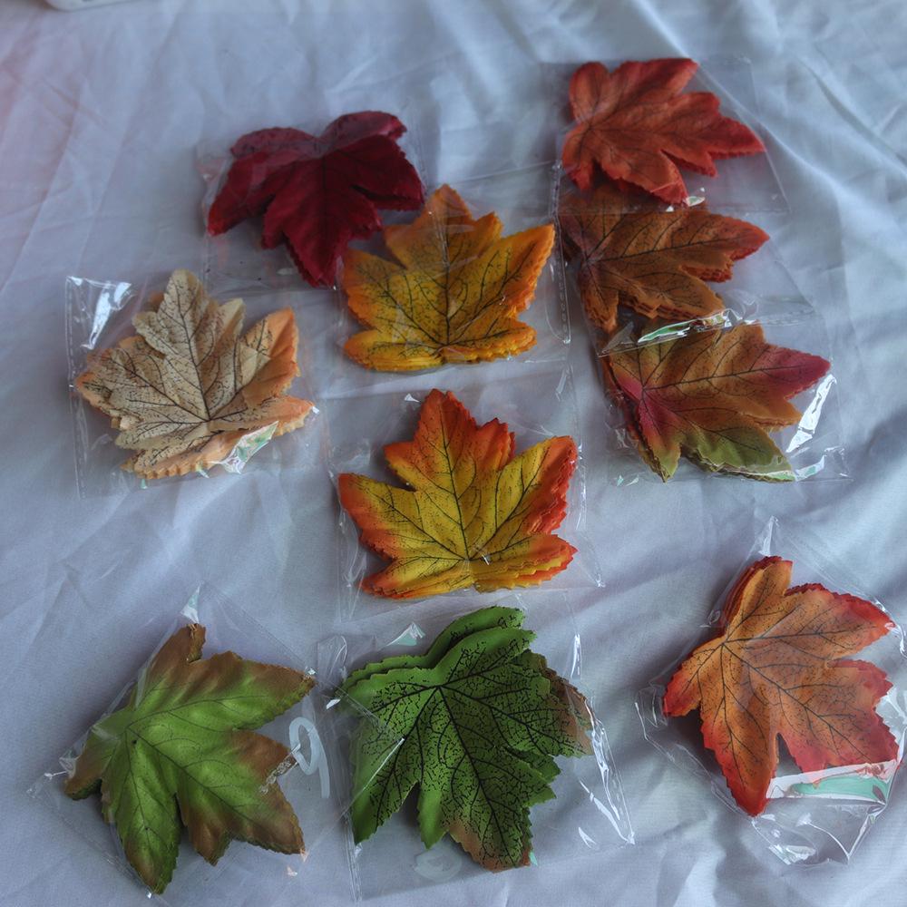 Halloween Decoration Set: Fake Pumpkins, Red Maple Leaves, Pine Cones, Acorns & Backdrop Props