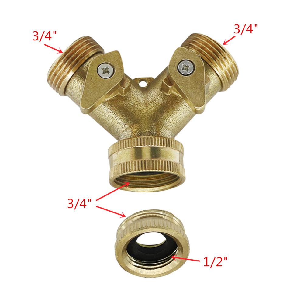 1/2" Female Thread To 3/4" Male Thread Y Shaped Valve Two Way Water Splitter Water Faucet Adapters Plumbing Pipe Fittings