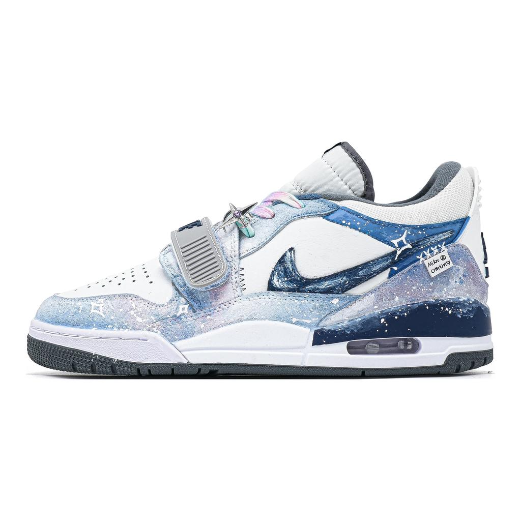 Jordan Legacy 312 Galaxy Suede Abrasion Resistant Low top Vintage Basketball Shoes Men's White Blue CD7069-124(Team1068)