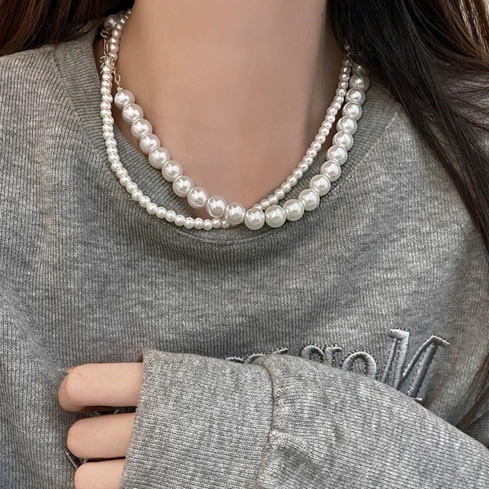 Beads Gray Pearl Necklace Imitation Clavicle Chain New Beaded Choker  Women