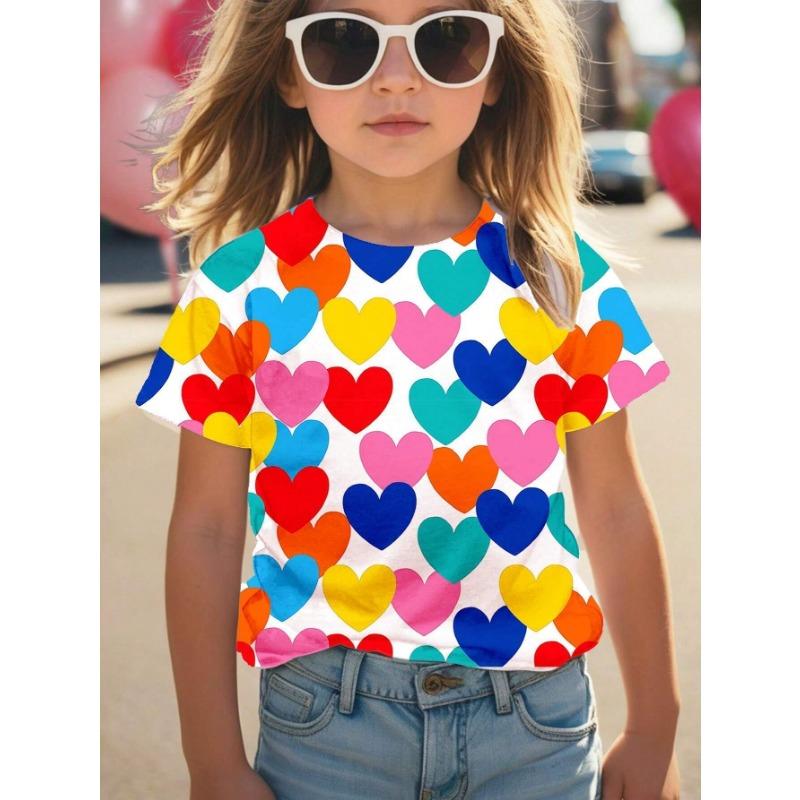 Tricou de vară cu gât rotund și mâneci scurte pentru fete, la modă, cu stil de Crăciun, imprimat, top larg